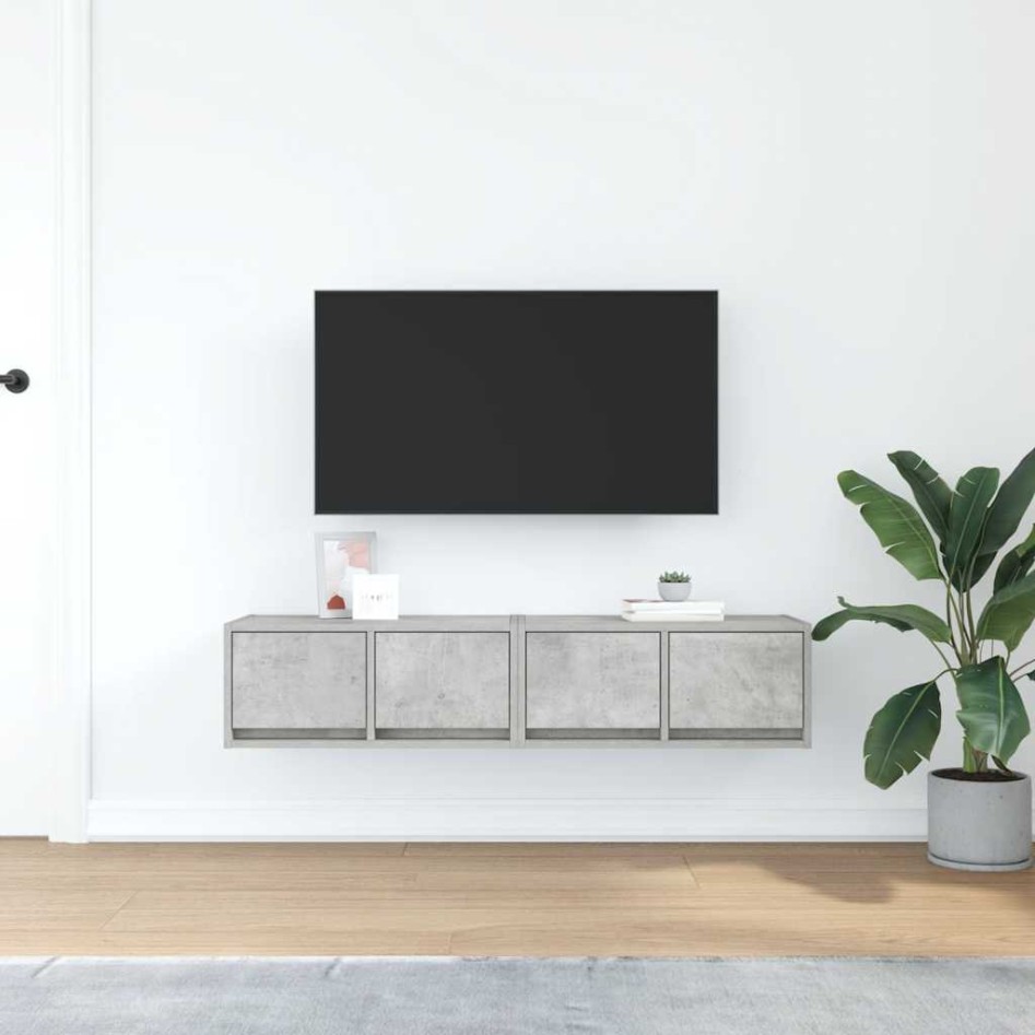 Muebles de TV 2uds madera ingeniería gris hormigón