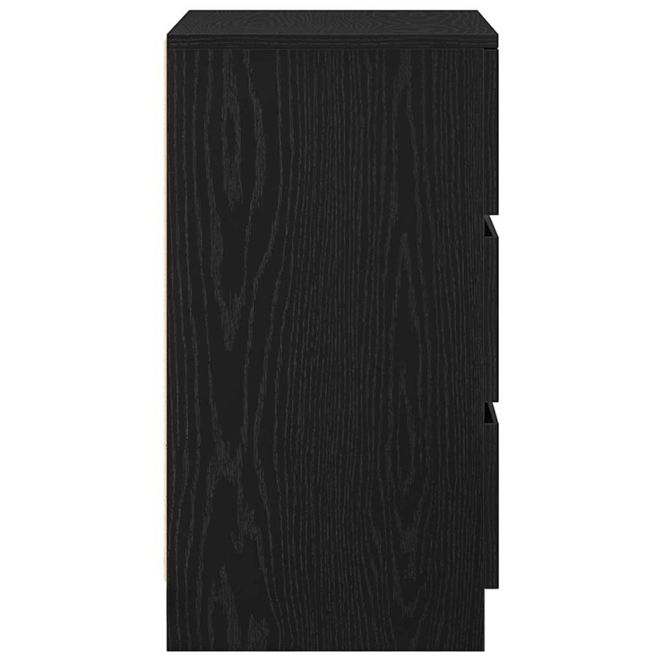 Mesilla de noche con 3 cajones color negro 39x35x65