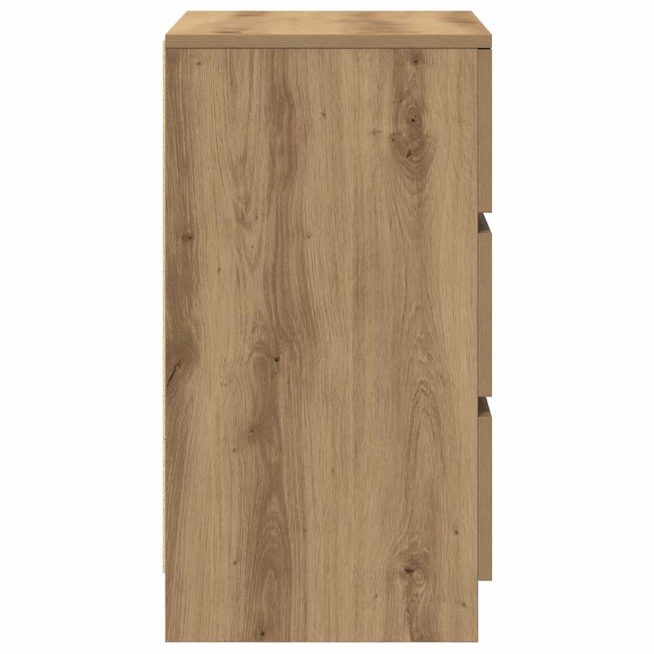 Mesilla de noche con 3 cajones roble artesanal 39x35x65