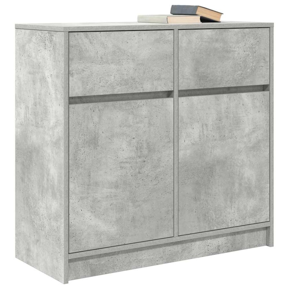 Aparador con cajón gris hormigón 80x34x76 cm madera