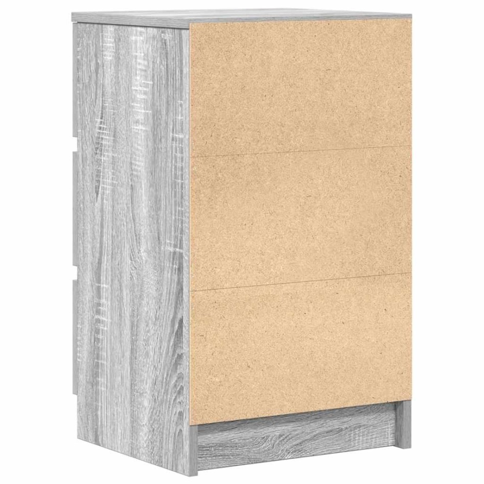 Mesilla de noche con 3 cajones gris Sonoma 39x35x65