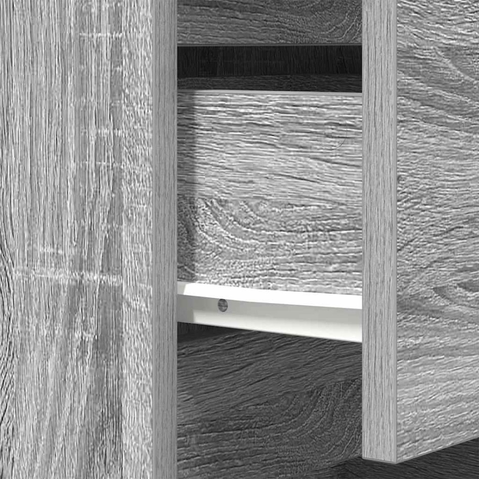 Mesilla de noche con 3 cajones gris Sonoma 39x35x65