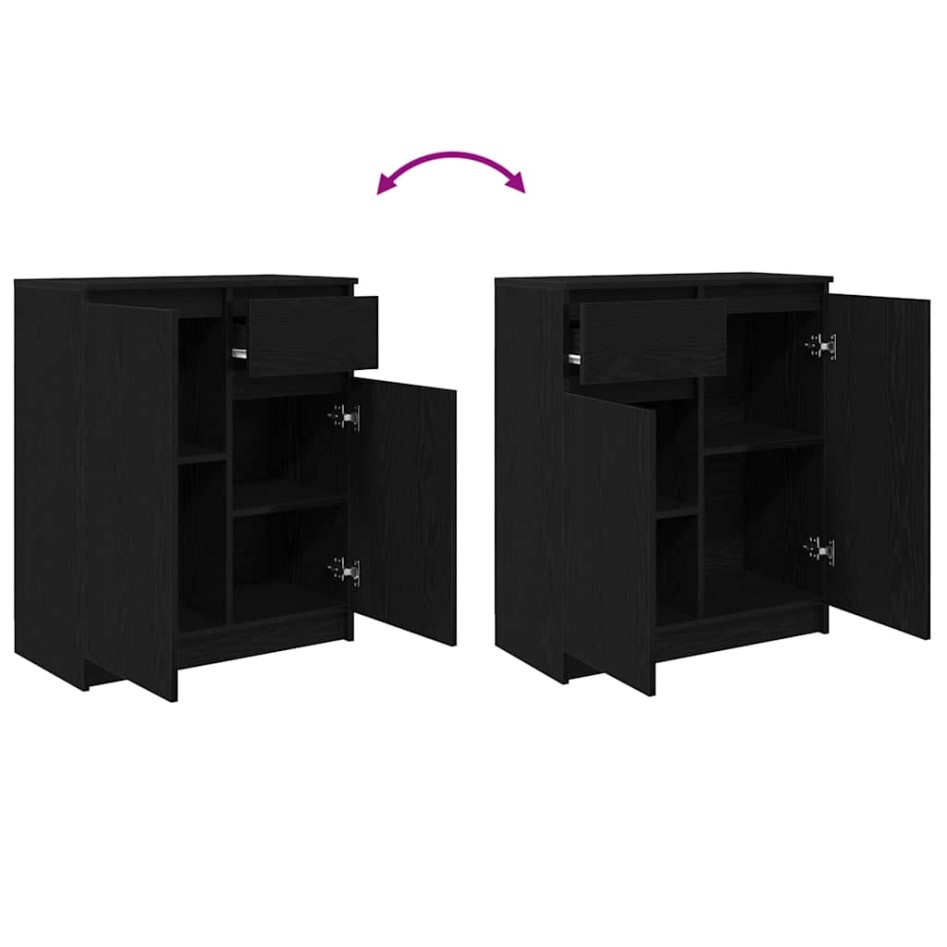 Aparador con cajón roble negro 71x35x84 cm madera de