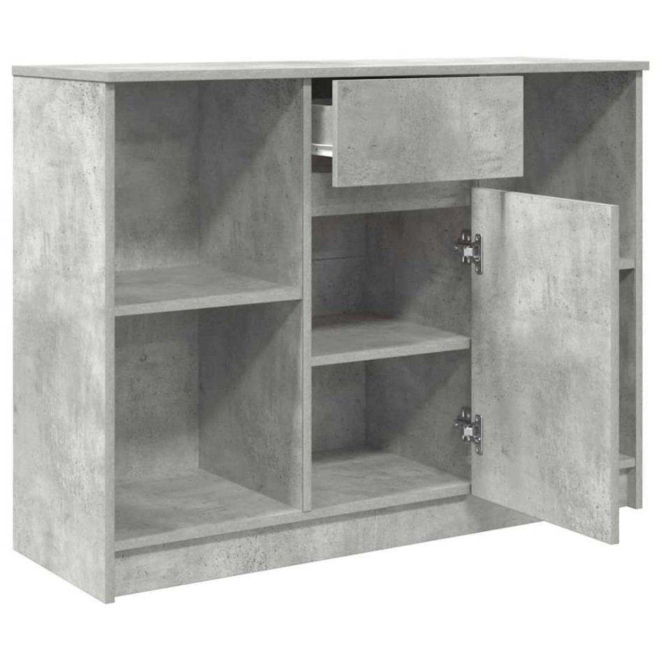 Aparador con cajón gris hormigón 101x35x76 cm madera