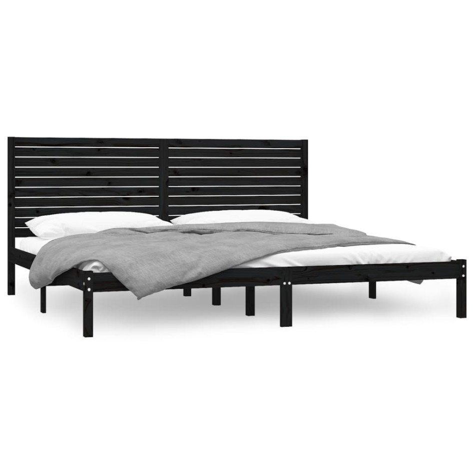 Estructura de cama madera maciza negro Supe King 180x200