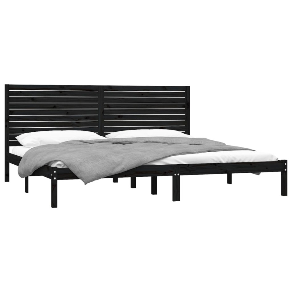 Estructura de cama madera maciza negro Supe King 180x200