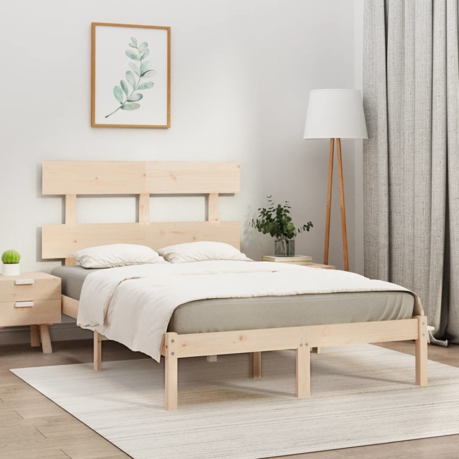 Estructura de cama de madera maciza 140x200