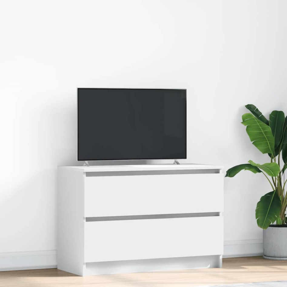 Mueble de TV de madera de ingeniería blanco 80x35x54