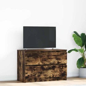 Mueble de TV de roble ahumado 80x35x54 cm Madera de