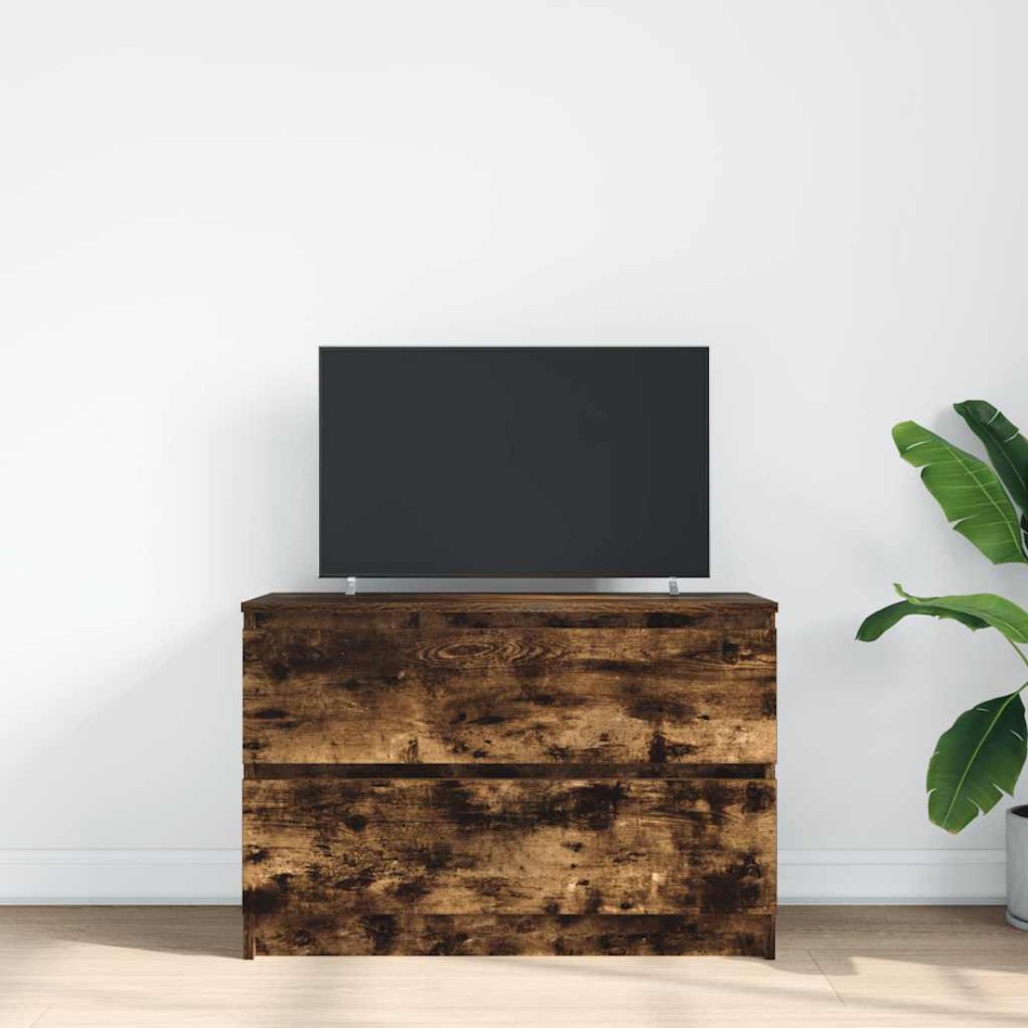 Mueble de TV de roble ahumado 80x35x54 cm Madera de