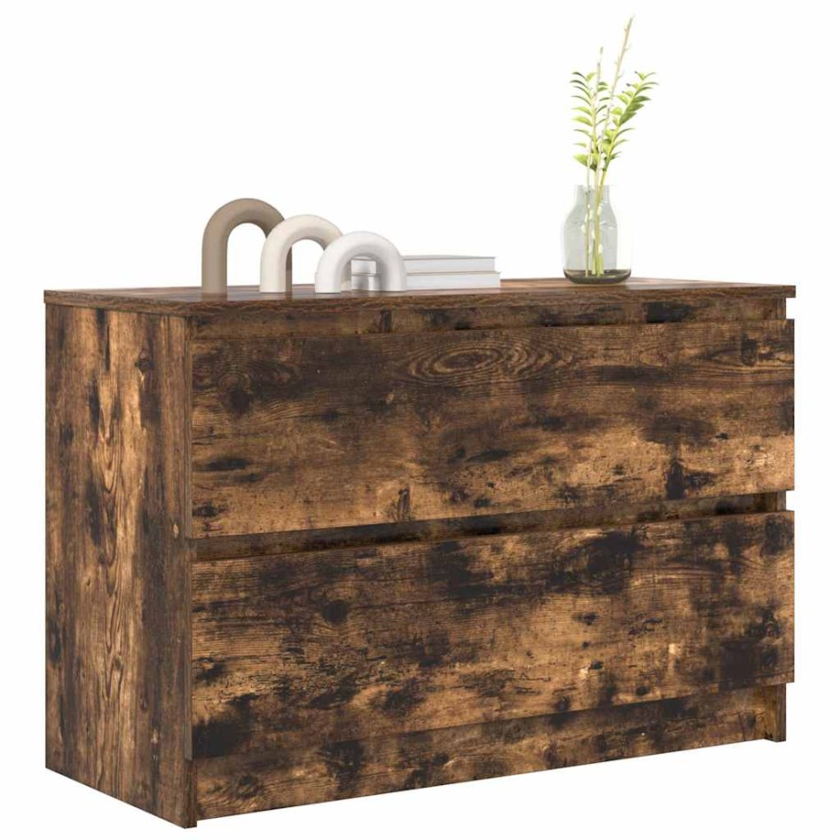 Mueble de TV de roble ahumado 80x35x54 cm Madera de