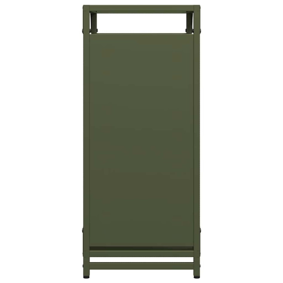 Leñero verde oliva 44x28x65 cm Acero laminado en