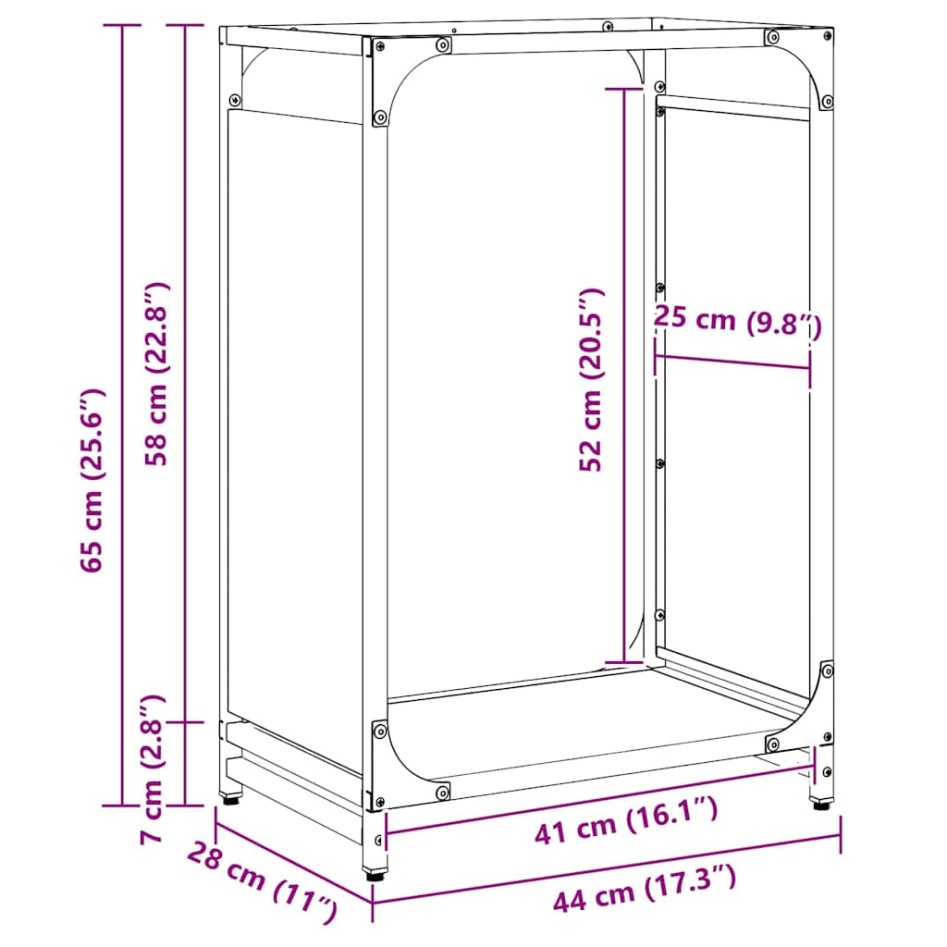 Leñero verde oliva 44x28x65 cm Acero laminado en