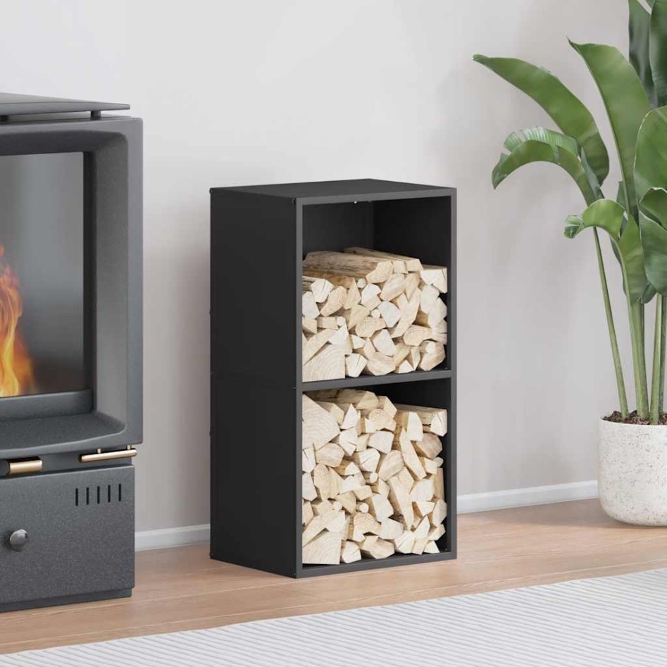 Leñero negro 40x30x75 cm Acero laminado en