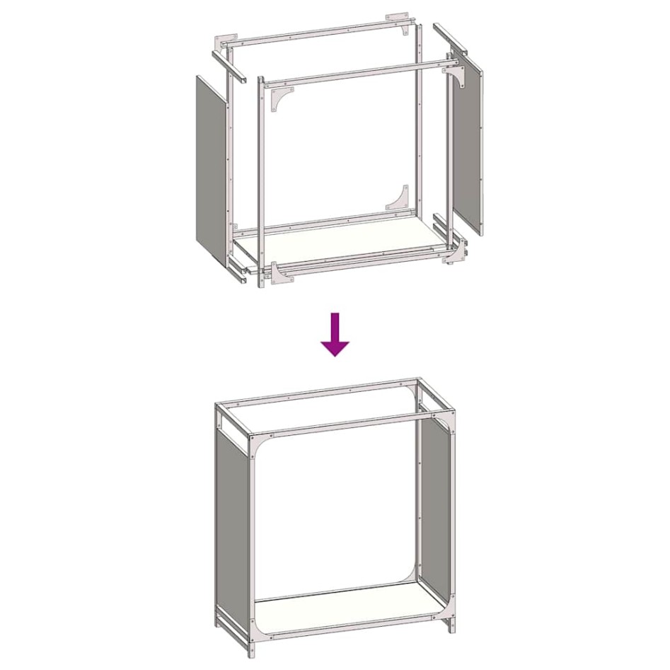 Leñero antracita 60x28x65 cm Acero laminado en