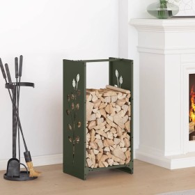 Leñero verde oliva 40x30x80 cm Acero laminado en