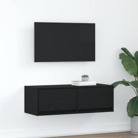 Mueble de TV de madera de roble negro 80x31x25,5