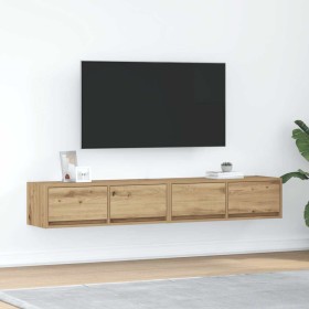 Muebles para TV 2 uds madera roble artisan 80x31x25,5