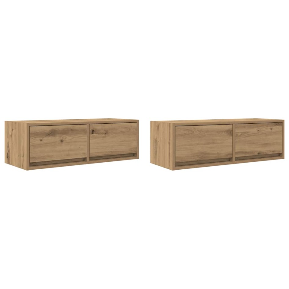 Muebles para TV 2 uds madera roble artisan 80x31x25,5