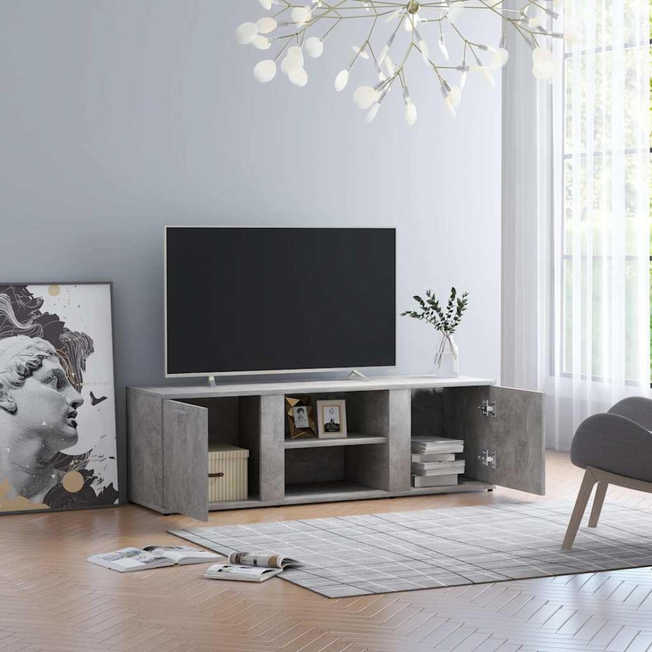 Mueble de TV madera contrachapada gris hormigón 120x34x37