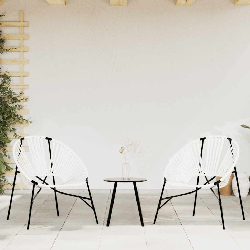Silla de jardín con forma huevo ratán sintético blanco y