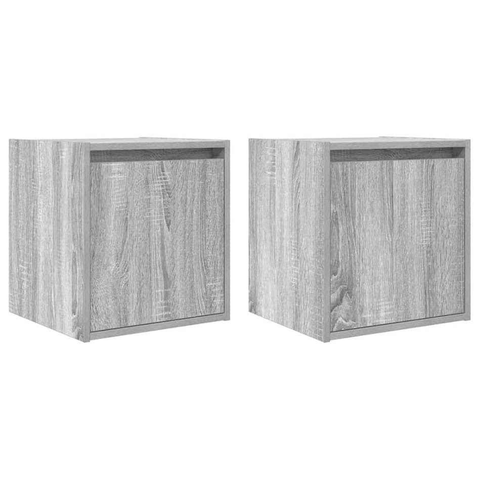 Mesillas de noche de pared 2 uds gris Sonoma 38x34x40