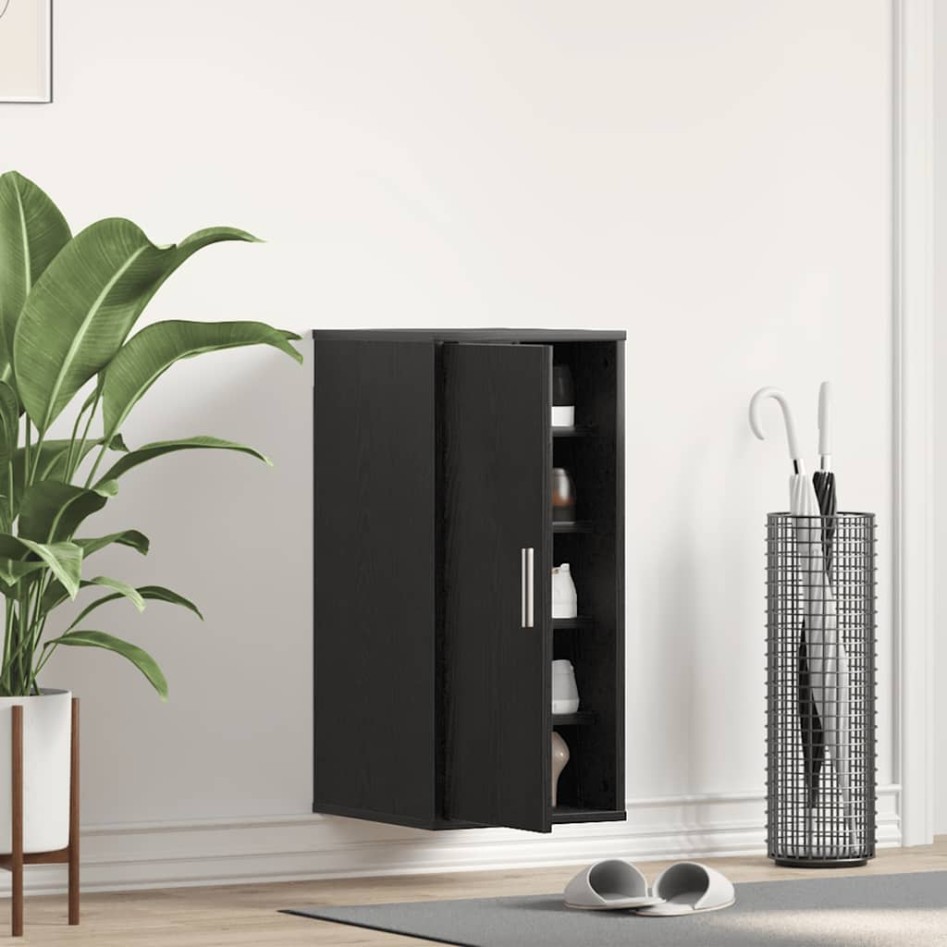 Zapatero de madera de roble negro 32x35x70