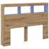 Cabecero de cama con LED roble artesanal 140x17x102