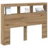 Cabecero de cama con LED roble artesanal 140x17x102