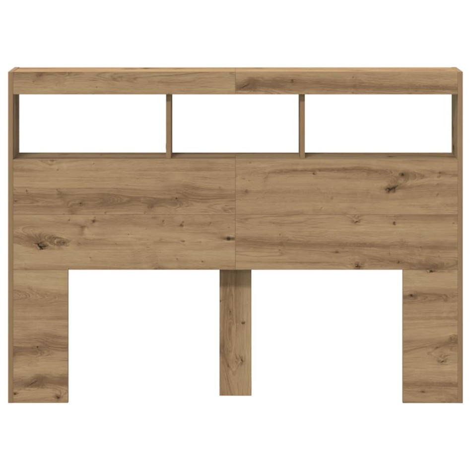 Cabecero de cama con LED roble artesanal 140x17x102