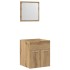 Juego de muebles baño 2 piezas madera ingeniería roble