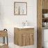 Juego de muebles baño 2 piezas madera ingeniería roble