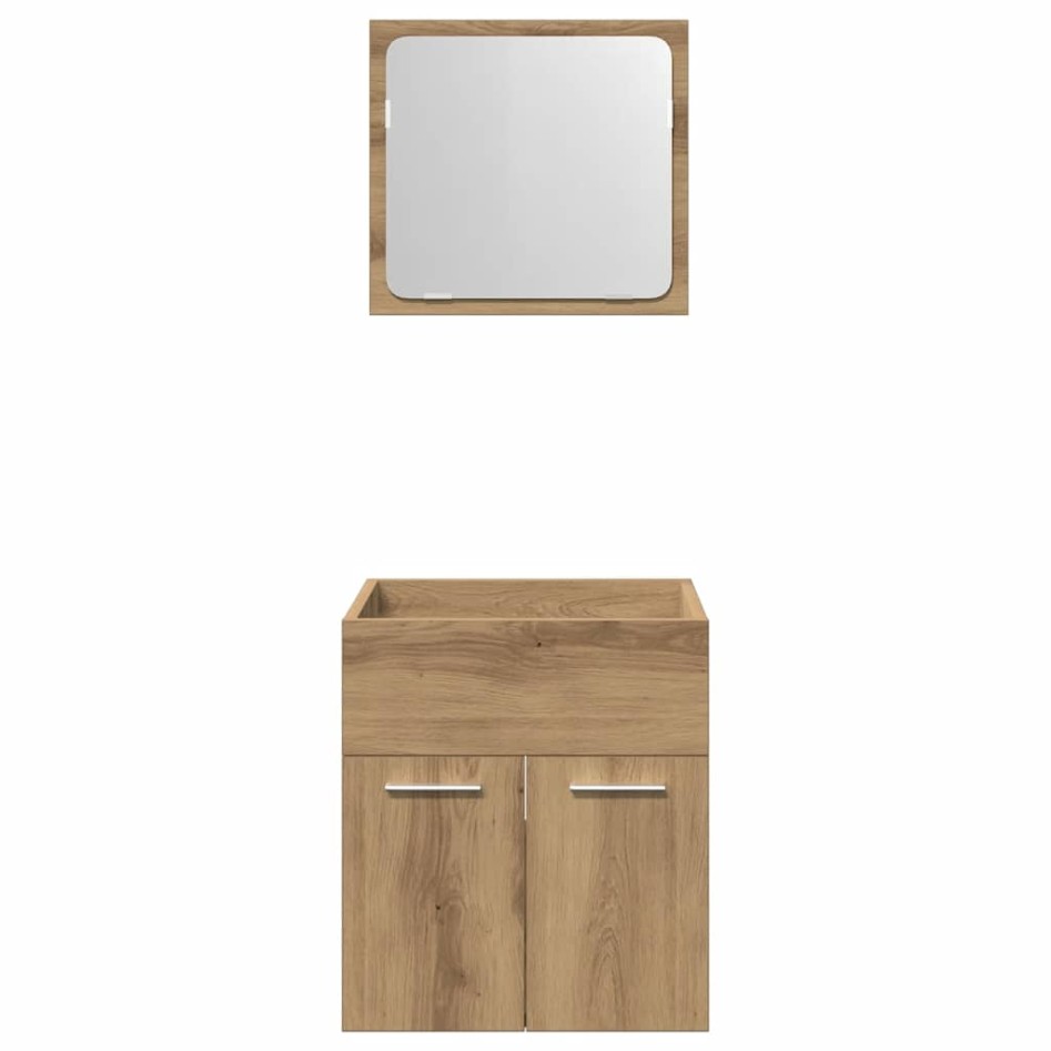 Juego de muebles baño 2 piezas madera ingeniería roble