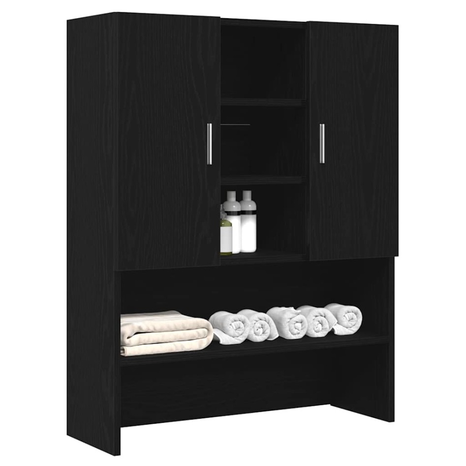 Mueble para lavadora roble negro 70,5x25,5x90