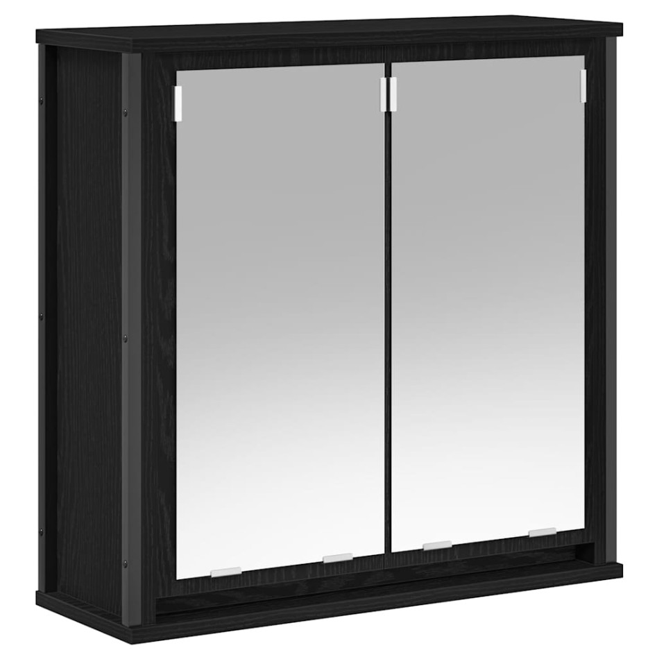 Mueble de baño de pared con espejo roble negro 60x21x60