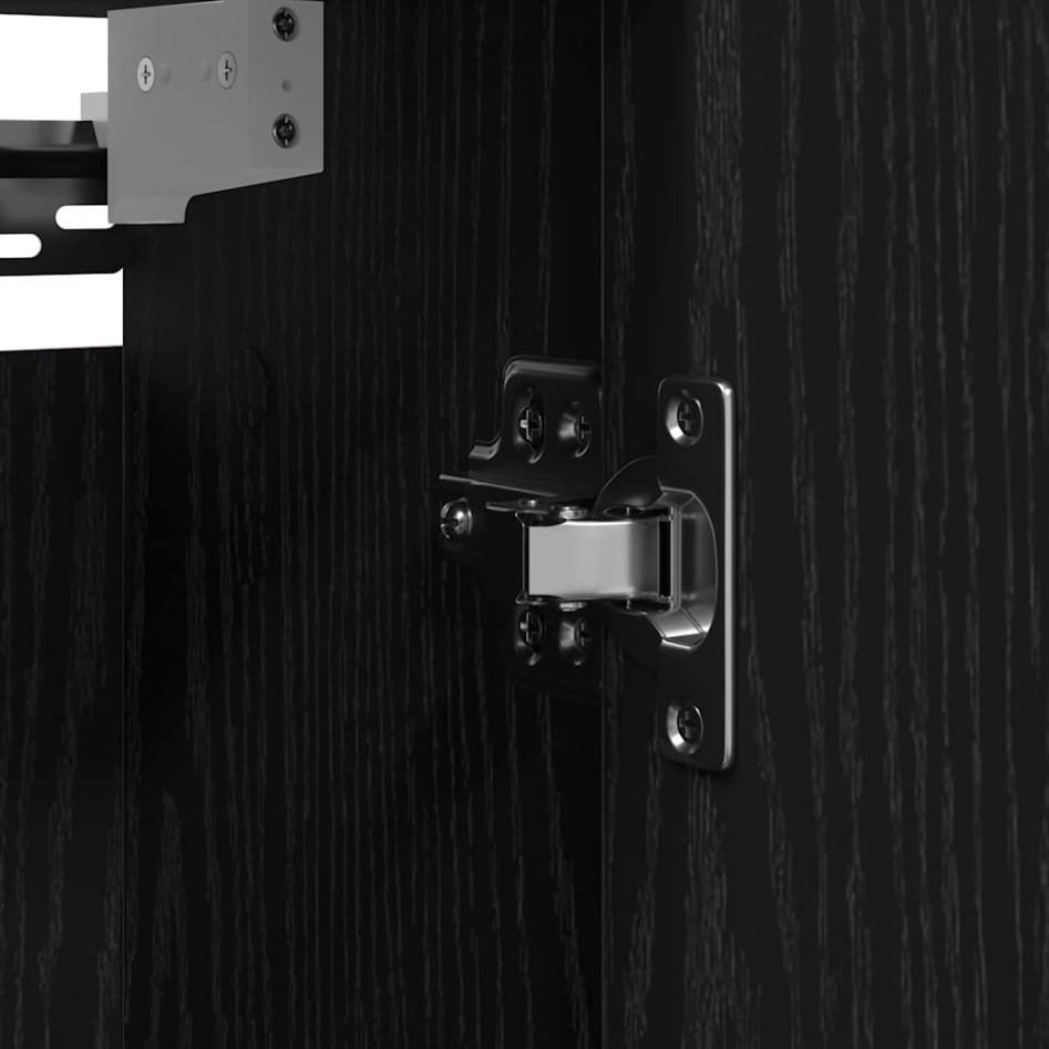 Mueble de baño de pared con espejo roble negro 60x21x60