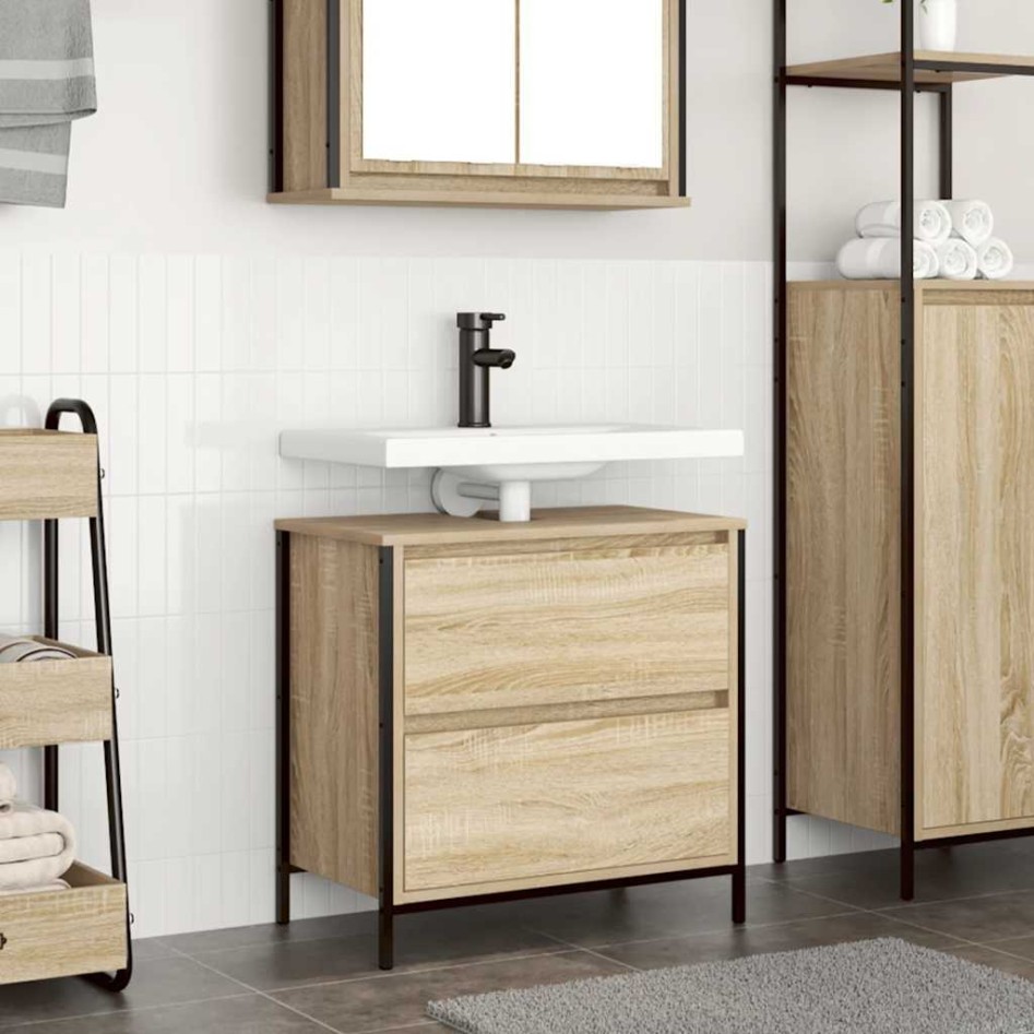 Mueble de baño con lavabo y cajones roble Sonoma 60x34,5x60