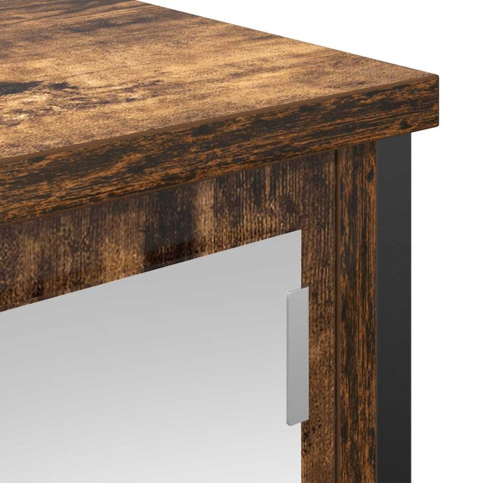 Mueble de baño de pared con espejo roble ahumado 50x21x60