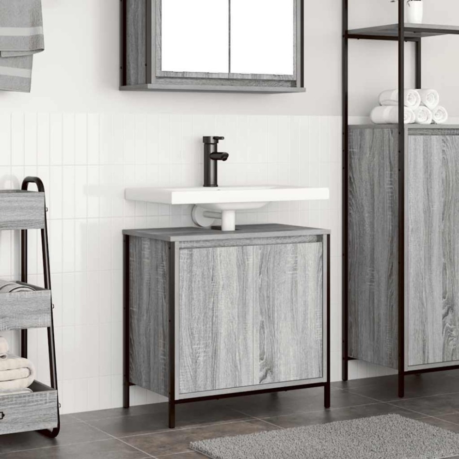 Mueble de baño con lavabo gris Sonoma 60x34,5x60