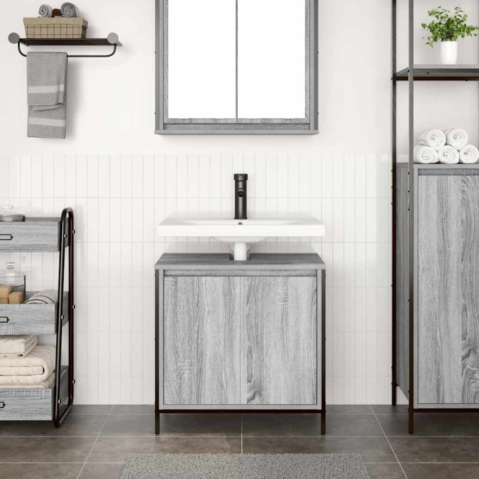 Mueble de baño con lavabo gris Sonoma 60x34,5x60