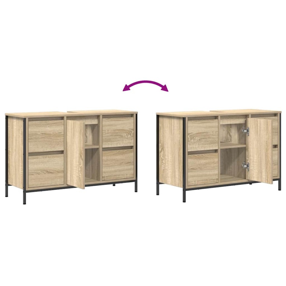 Mueble de lavabo con cajones roble Sonoma 90x34,5x60