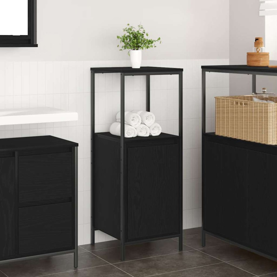 Mueble de baño con estantes roble negro 36x35x95