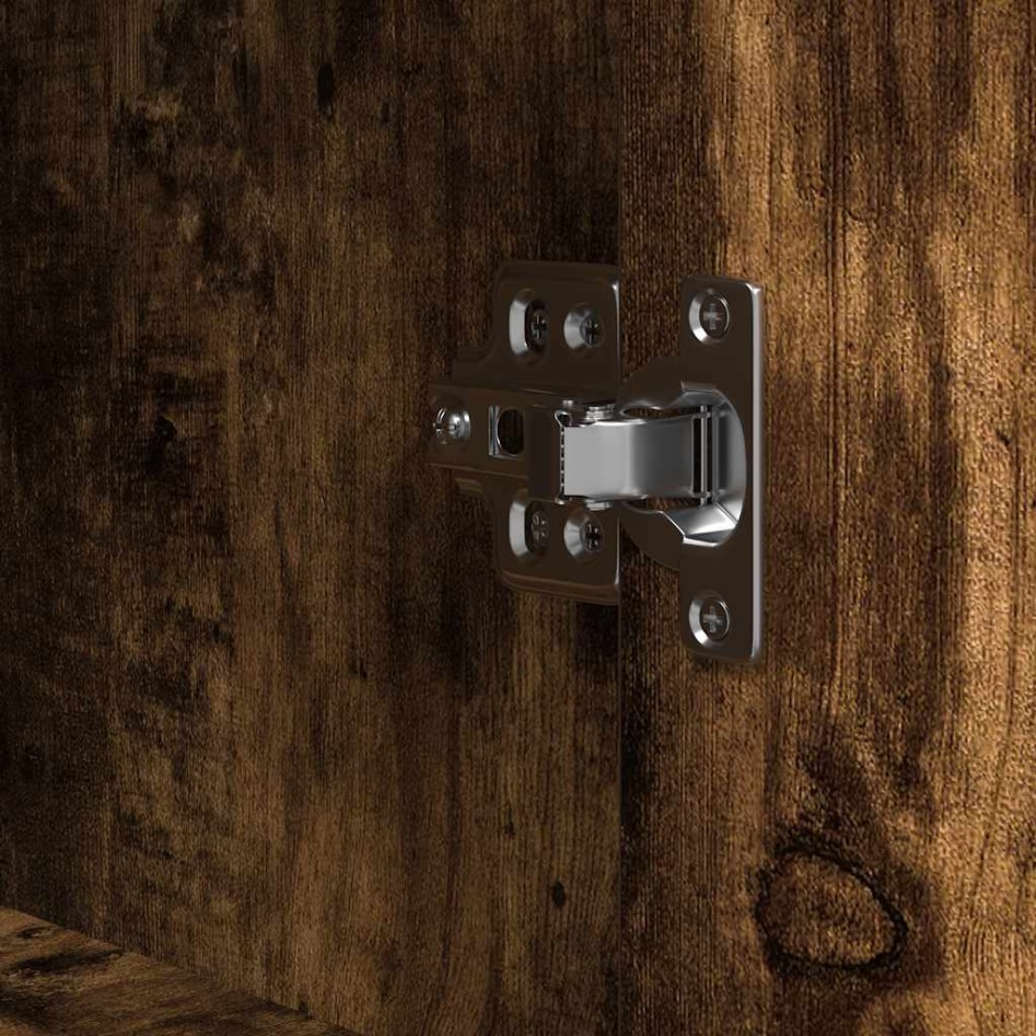 Mueble de baño con estantes roble ahumado 76,5x35x95