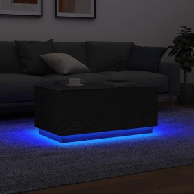 Mesa de centro con luces LED roble negro 90x50x40