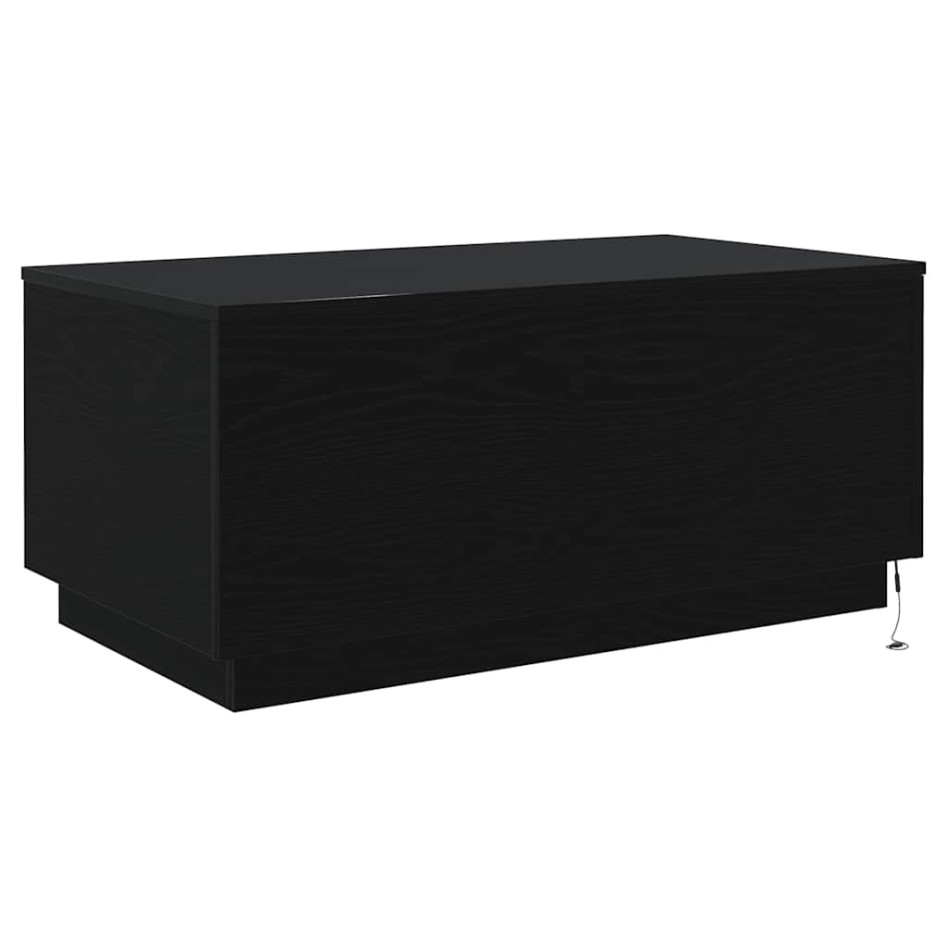 Mesa de centro con luces LED roble negro 90x50x40