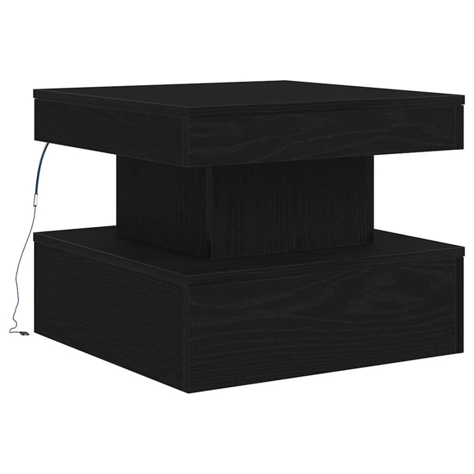 Mesa de centro con luces LED roble negro 50x50x40