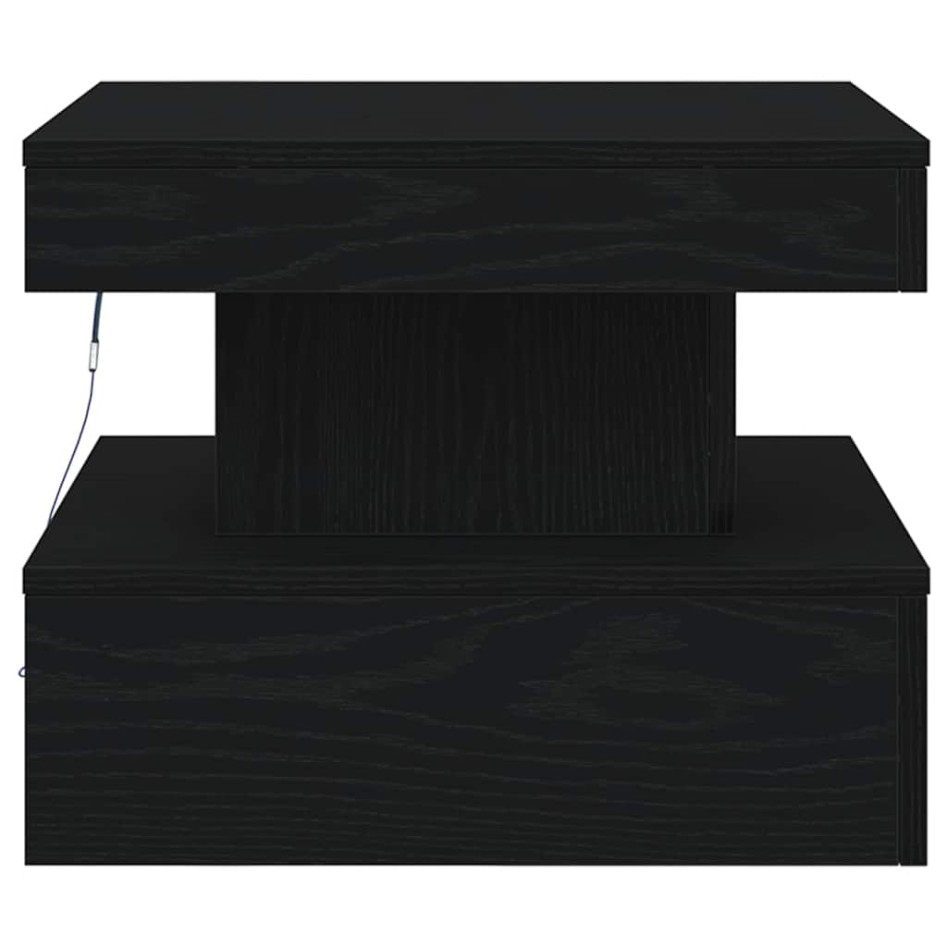 Mesa de centro con luces LED roble negro 50x50x40