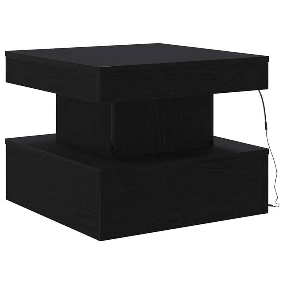 Mesa de centro con luces LED roble negro 50x50x40