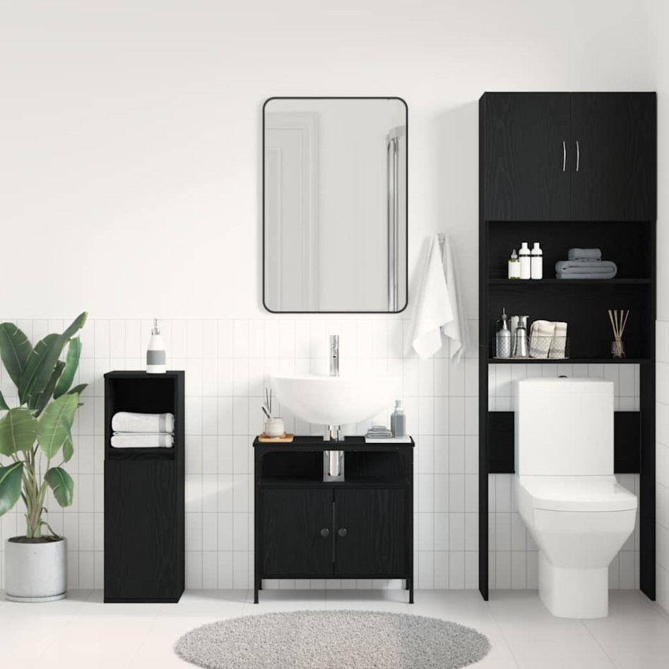 Mueble de baño para lavabo de madera de roble negro 60x30x60