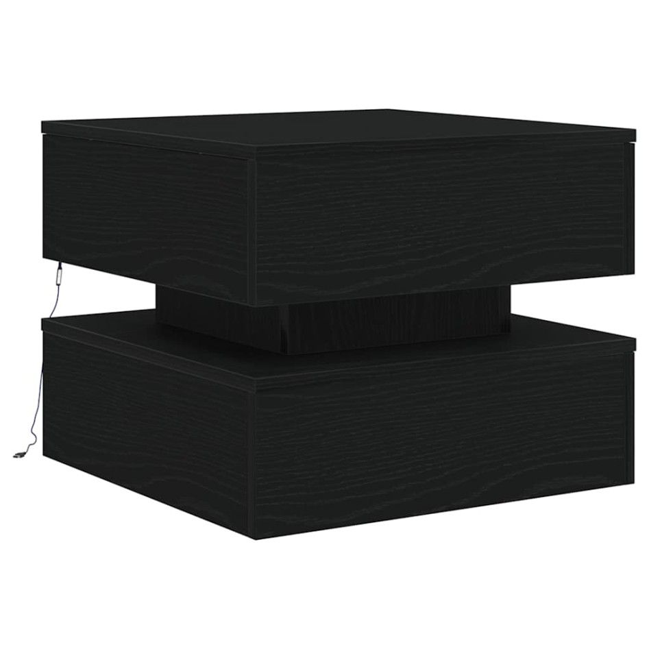 Mesa de centro con luces LED roble negro 50x50x40